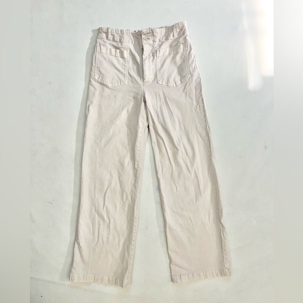 Young Fabulous and Broke High Waisted Wide Leg Cream sailor carpenter pants med